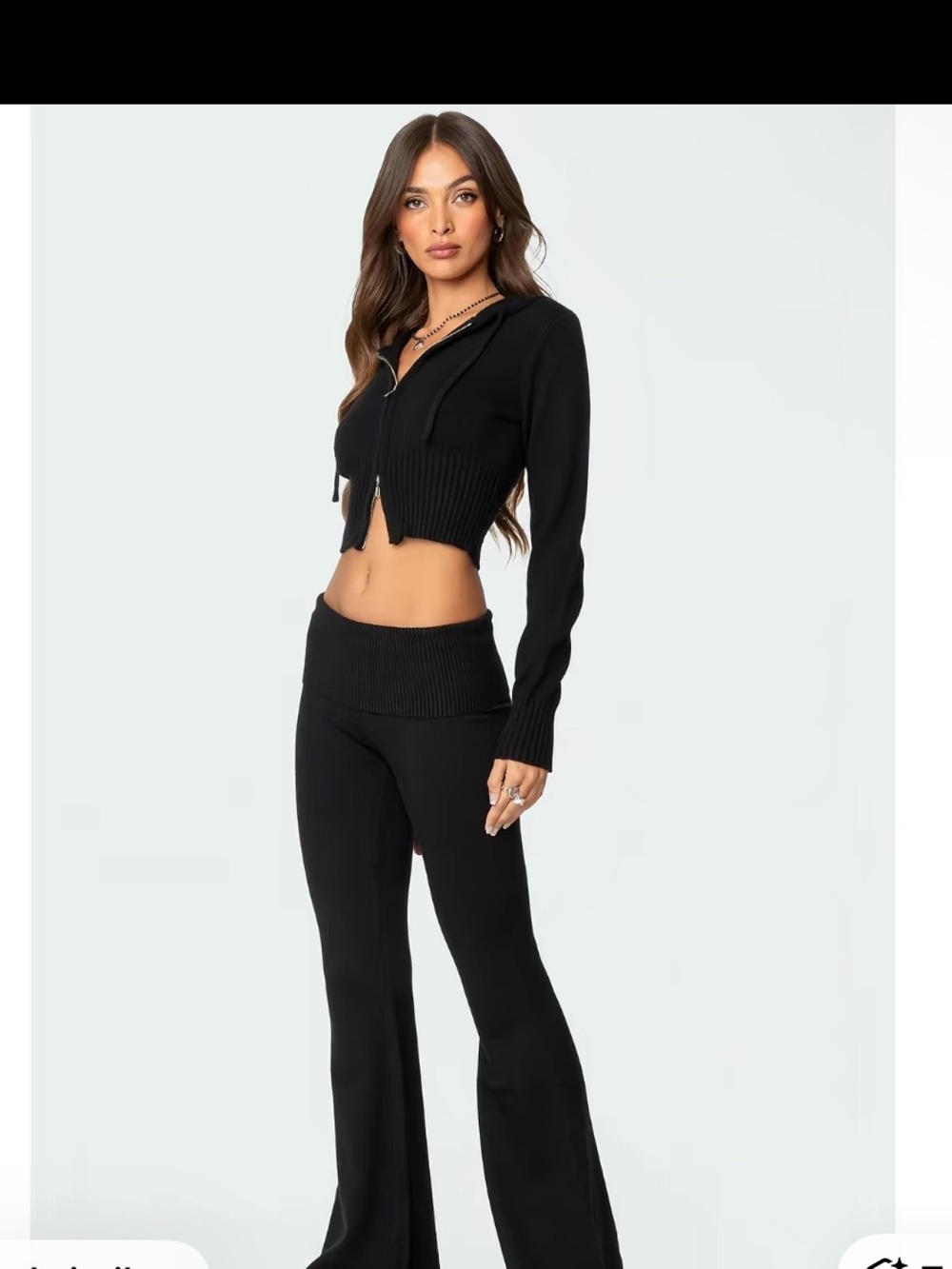 Edikted Black Flared Knit Pants